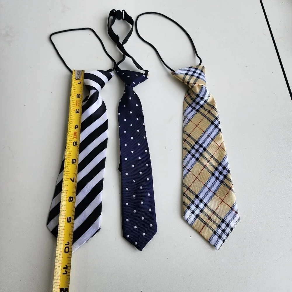 Lot Of 3 Pre-tied Ties Toddler Kids Size Blue Beige Black White